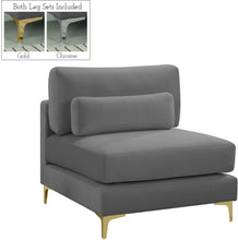 Load image into Gallery viewer, Julia Grey Velvet Modular Armless Chair