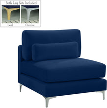 Load image into Gallery viewer, Julia Navy Velvet Modular Armless Chair