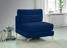 Load image into Gallery viewer, Julia Navy Velvet Modular Armless Chair