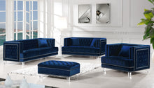 Load image into Gallery viewer, Lucas Navy Velvet Ottoman