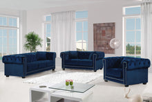 Load image into Gallery viewer, Bowery Navy Velvet Chair