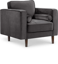 Load image into Gallery viewer, Emily Grey Velvet Chair