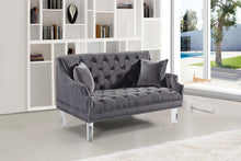 Load image into Gallery viewer, Roxy Grey Velvet Loveseat