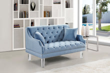 Load image into Gallery viewer, Roxy Sky Blue Velvet Loveseat