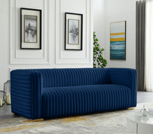 Load image into Gallery viewer, Ravish Navy Velvet Sofa
