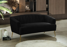 Load image into Gallery viewer, Tori Black Velvet Loveseat