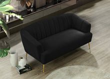 Load image into Gallery viewer, Tori Black Velvet Loveseat