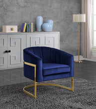 Load image into Gallery viewer, Carter Navy Velvet Accent Chair