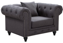 Load image into Gallery viewer, Chesterfield Grey Linen Chair