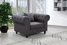 Load image into Gallery viewer, Chesterfield Grey Linen Chair