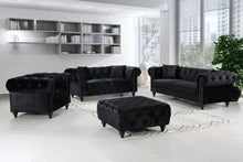 Load image into Gallery viewer, Chesterfield Black Velvet Loveseat