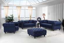 Load image into Gallery viewer, Chesterfield Navy Linen Loveseat