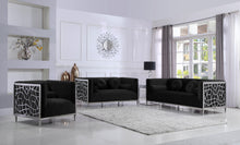 Load image into Gallery viewer, Opal Black Velvet Loveseat