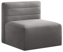 Load image into Gallery viewer, Quincy Grey Velvet Modular Armless Chair