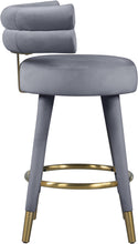 Load image into Gallery viewer, Fitzroy Grey Velvet Counter Stool