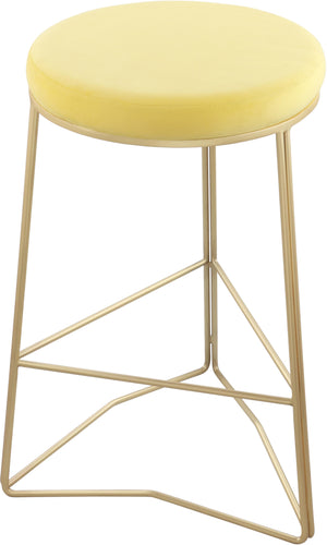 Tres Yellow Velvet Counter Stool