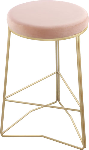 Tres Pink Velvet Counter Stool