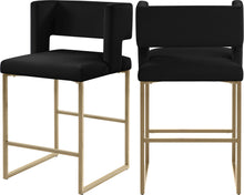 Load image into Gallery viewer, Caleb Black Velvet Counter Stool