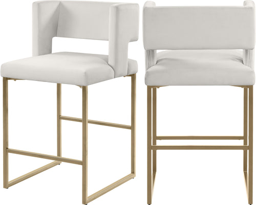 Caleb Cream Velvet Counter Stool