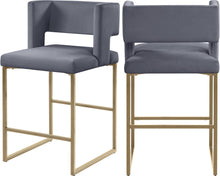 Load image into Gallery viewer, Caleb Grey Velvet Counter Stool