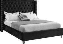 Load image into Gallery viewer, Aiden Black Velvet Queen Bed