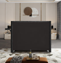 Load image into Gallery viewer, Aiden Black Velvet Queen Bed