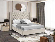Load image into Gallery viewer, Aiden Cream Velvet King Bed