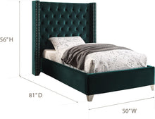 Load image into Gallery viewer, Aiden Green Velvet Twin Bed
