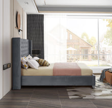 Load image into Gallery viewer, Aiden Grey Velvet King Bed