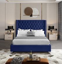 Load image into Gallery viewer, Aiden Navy Velvet King Bed
