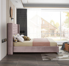 Load image into Gallery viewer, Aiden Pink Velvet Queen Bed