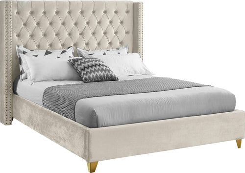 Barolo Cream Velvet King Bed