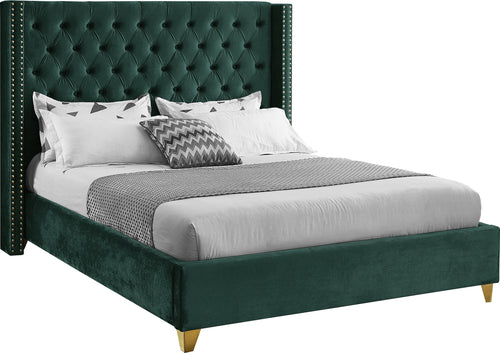 Barolo Green Velvet Queen Bed