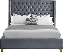Load image into Gallery viewer, Barolo Grey Velvet Queen Bed