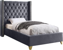 Load image into Gallery viewer, Barolo Grey Velvet Twin Bed