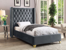 Load image into Gallery viewer, Barolo Grey Velvet Twin Bed