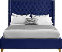 Load image into Gallery viewer, Barolo Navy Velvet Queen Bed