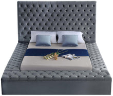 Load image into Gallery viewer, Bliss Grey Velvet Queen Bed (3 Boxes)
