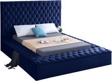 Load image into Gallery viewer, Bliss Navy Velvet King Bed (3 Boxes)