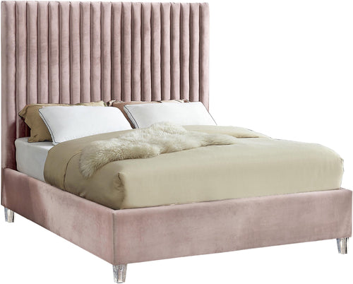 Candace Pink Velvet King Bed