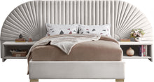 Load image into Gallery viewer, Cleo Cream Velvet Queen Bed (3 Boxes)