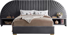 Load image into Gallery viewer, Cleo Grey Velvet King Bed (3 Boxes)