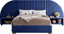 Load image into Gallery viewer, Cleo Navy Velvet King Bed (3 Boxes)