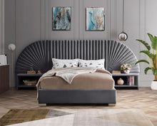 Load image into Gallery viewer, Cleo Grey Velvet Queen Bed (3 Boxes)