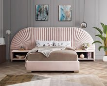 Load image into Gallery viewer, Cleo Pink Velvet Queen Bed (3 Boxes)