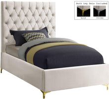 Load image into Gallery viewer, Cruz Cream Velvet Twin Bed