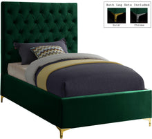Load image into Gallery viewer, Cruz Green Velvet Twin Bed