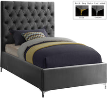 Load image into Gallery viewer, Cruz Grey Velvet Twin Bed