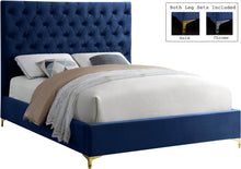 Load image into Gallery viewer, Cruz Navy Velvet King Bed