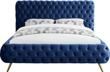 Load image into Gallery viewer, Delano Navy Velvet King Bed